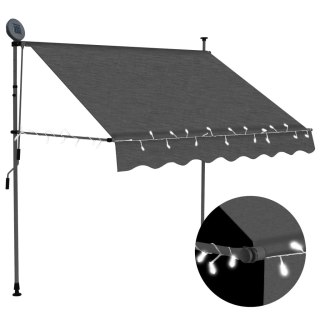  Ręcznie zwijana markiza z LED, 150 cm, antracytowa Lumarko!