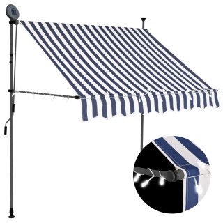  Ręcznie zwijana markiza z LED, 200 cm, niebiesko-biała Lumarko!