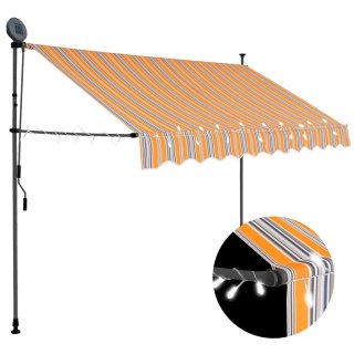  Ręcznie zwijana markiza z LED, 250 cm, żółto-niebieska Lumarko!