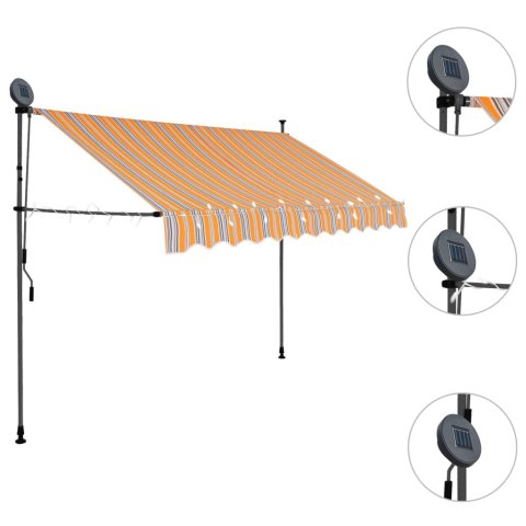  Ręcznie zwijana markiza z LED, 250 cm, żółto-niebieska Lumarko!