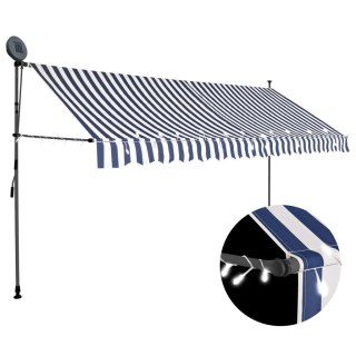  Ręcznie zwijana markiza z LED, 350 cm, niebiesko-biała Lumarko!
