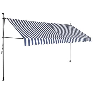  Ręcznie zwijana markiza z LED, 400 cm, niebiesko-biała Lumarko!