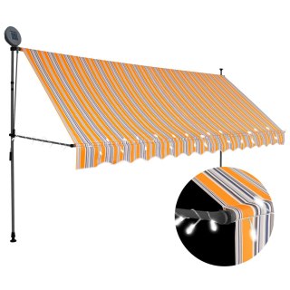  Ręcznie zwijana markiza z LED, 400 cm, żółto-niebieska Lumarko!