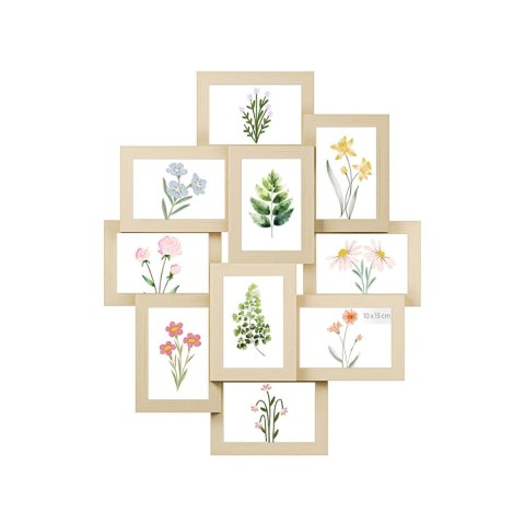Kolaż w ramce na 10 zdjęć, każde 10 x 15 cm (4" x 6"), wykonany z płyty MDF, wymaga montażu, biały RPF20WT