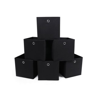 Pudełka do przechowywania z otworem na palec, włóknina, Czarny, 6, 30x30x30 cm