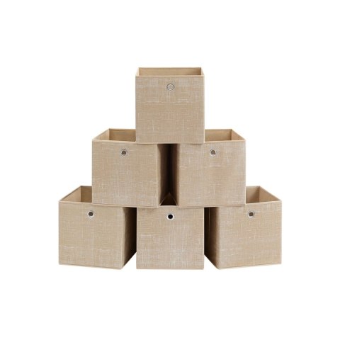 Zestaw 6 składanych pudełek do przechowywania Składane pudełko z otworem na palec 30 x 30 x 30 cm beżowy RFB02M-3