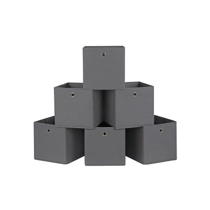 Zestaw 6 składanych pudełek do przechowywania Składane pudełko z otworem na palec 30 x 30 x 30 cm beżowy RFB02M-3