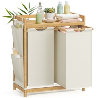Kosz na pranie 2 przegrody 100 L 63 x 33 x 78 cm kremowo-biały