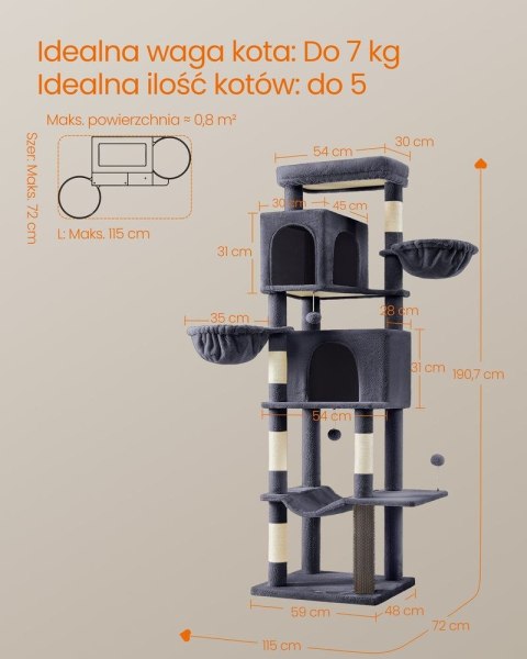 Drzewko dla kota wielopoziomowe gołębia szarość