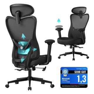 Fotel biurowy ergonomiczny regulowany 150 kg atramentowy czarny