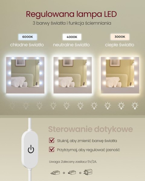 Toaletka z lustrem LED 2 szafki chmurna biel
