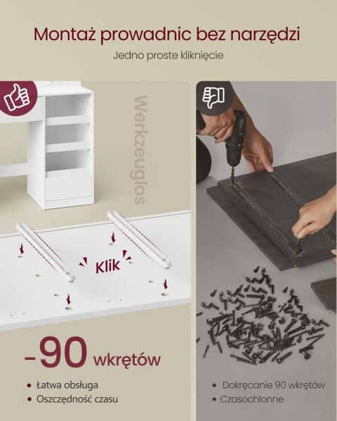 Toaletka z lustrem LED 9 szuflad chmurna biel