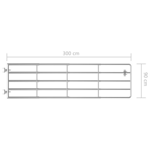  Brama do zagrody, 5 prętów, stal, (115-300) x 90 cm, srebrna Lumarko!