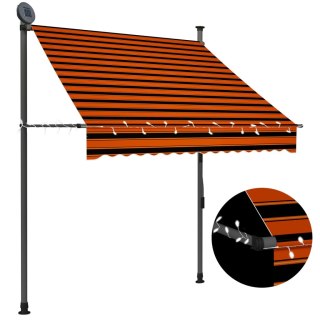  Ręcznie zwijana markiza z LED, 150 cm, pomarańczowo-brązowa Lumarko!