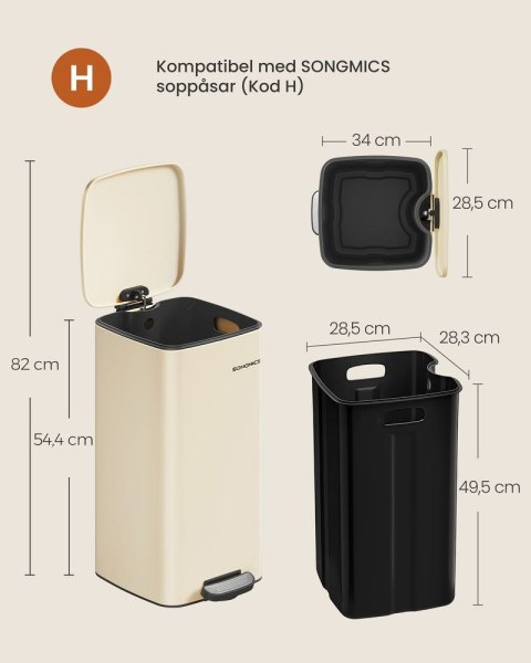 Kosz na śmieci 20 l piaskowy beż