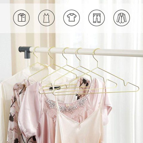 Zestaw metalowych wieszaków na ubrania, 20 sztuk złota