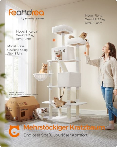 Drapak dla kota XL 206 cm, Kremowo biały