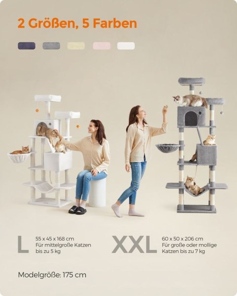 Drapak dla kota XL 206 cm, Kremowo biały