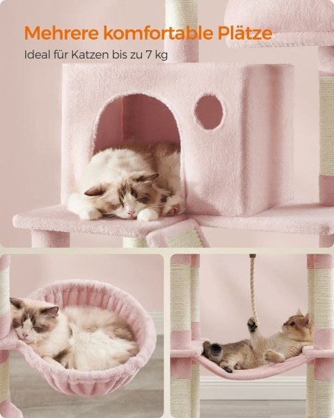 Drapak dla kota XL 206 cm, Pastelowy róż
