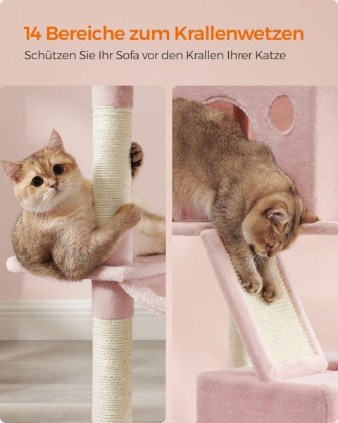 Drapak dla kota XL 206 cm, Pastelowy róż