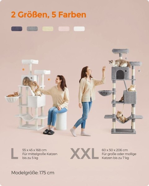 Drapak dla kota XL 206 cm, Pastelowy róż
