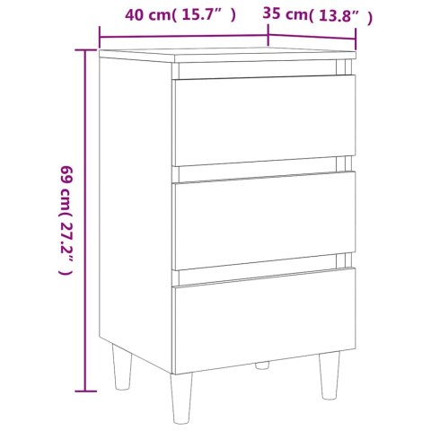  Szafka nocna z drewnianymi nóżkami, szarość betonu, 40x35x69 cm Lumarko!