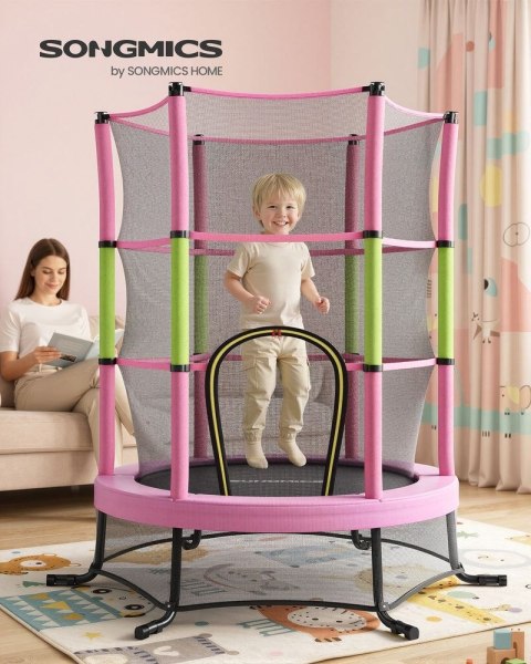 Trampolina dla dzieci z siatką, Różowy