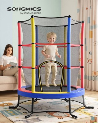 Trampolina dla dzieci, trampolina dziecięca 174 cm z siatką bezpieczeństwa, osłoną krawędzi, mini trampolina fitness, stalowa ra