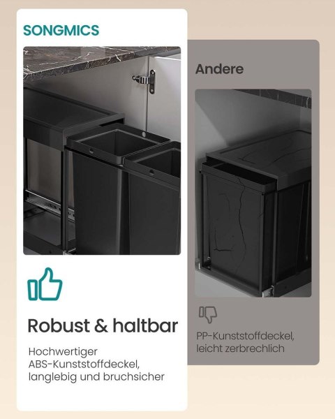 Kosz podblatowy 2 x 15 l atramentowy czarny