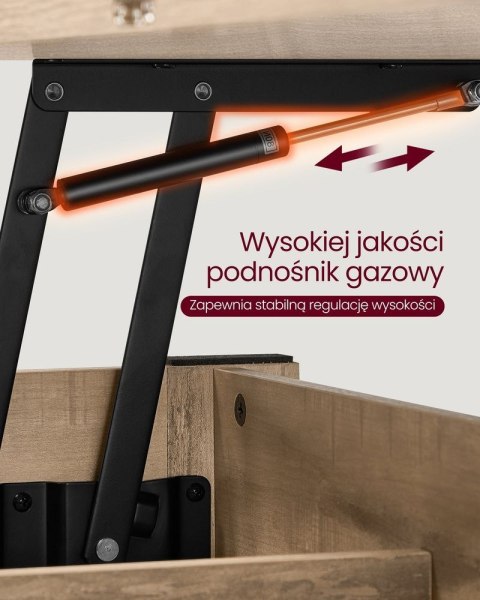 Stolik kawowy regulowany 2 szuflady camel brown