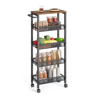 5-poziomowy wózek kuchenny Wąska półka niszowa na kółkach Stalowy uchwyt Małe przestrzenie 22 x 45,4 x 99,6 cm Kuchnia Łazienka