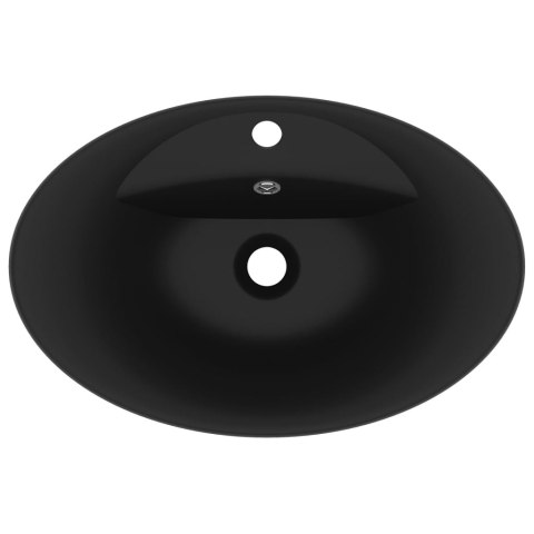 Owalna umywalka z przelewem, matowa czerń, 58,5x39 cm, ceramika Lumarko!