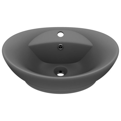  Owalna umywalka z przelewem, matowy szary, 58,5x39 cm, ceramika Lumarko!