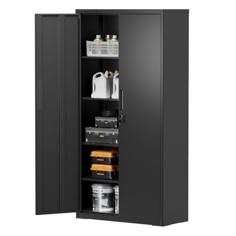 Szafka na dokumenty Szafka biurowa z 2 drzwiami Stalowa szafka do przechowywania 5-poziomowa szafka garażowa Szara OMC015G01