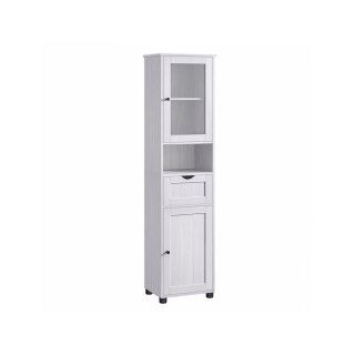 Szafka łazienkowa , szafka łazienkowa, szafka wysoka, otwarta komora, drzwi szklane, wąskie, meble łazienkowe, meble łazienkowe