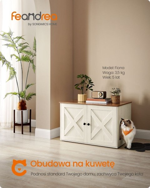 Szafka na kuwetę dla kota z drzwiczkami, miodowo-brązowo-czarny