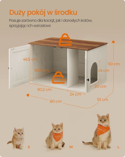 Szafka na kuwetę dla kota z drzwiczkami, miodowo-brązowo-czarny
