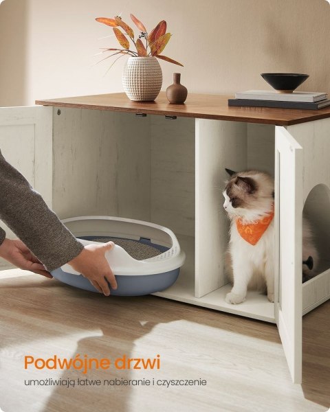 Szafka na kuwetę dla kota z drzwiczkami, miodowo-brązowo-czarny