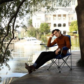 Zestaw 2 krzeseł kempingowych z solidną stalową ramą, Niebieski