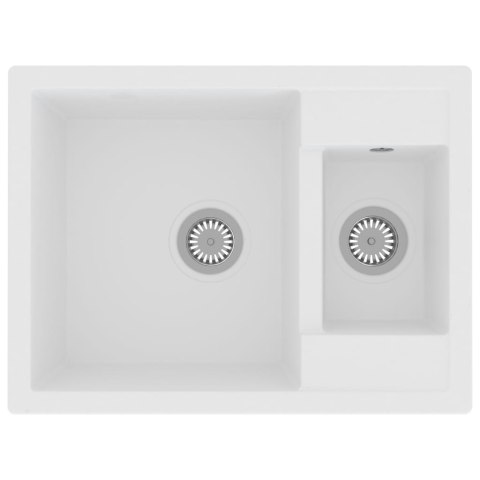  Zlew kuchenny z otworem przelewowym, 2 komory, biały, granitowy Lumarko!