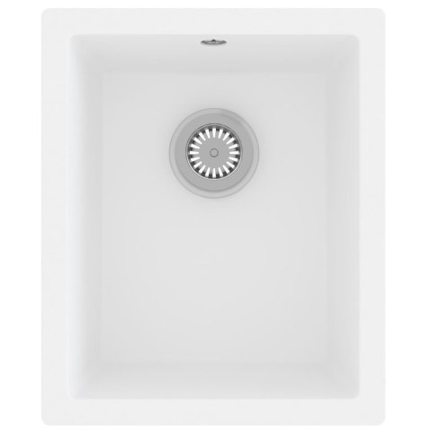  Zlew kuchenny z otworem przelewowym, biały, granitowy Lumarko!