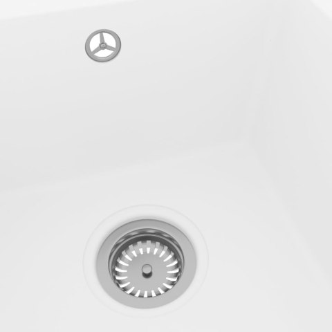  Zlew kuchenny z otworem przelewowym, biały, granitowy Lumarko!