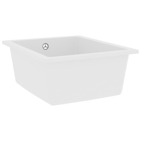  Zlew kuchenny z otworem przelewowym, biały, granitowy Lumarko!