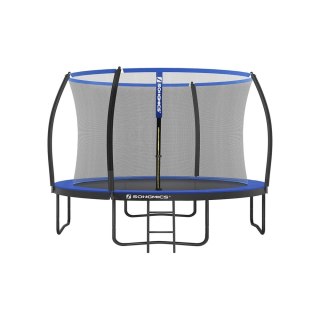Trampolina Ø 305 cm, okrągła trampolina ogrodowa z siatką zabezpieczającą, z drabinką i wyściełanymi drążkami, osłona zabezpiecz