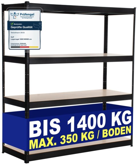 Regał magazynowy 160x60x180 cm czarny z metalowym stelażem