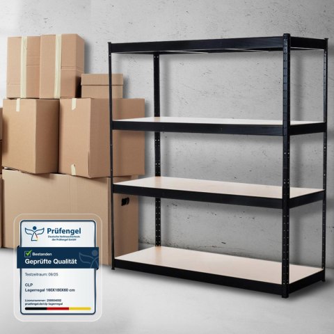 Regał magazynowy 160x60x180 cm czarny z metalowym stelażem