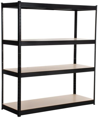 Regal metalowe 160x60x180 cm czarne, 4 półki MDF