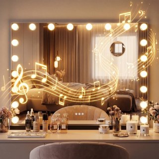 Lustro kosmetyczne Norlina z Bluetooth, czarne, 80x60 cm