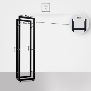Stojak na drewno Keri V2 czarny 25x40x150 cm