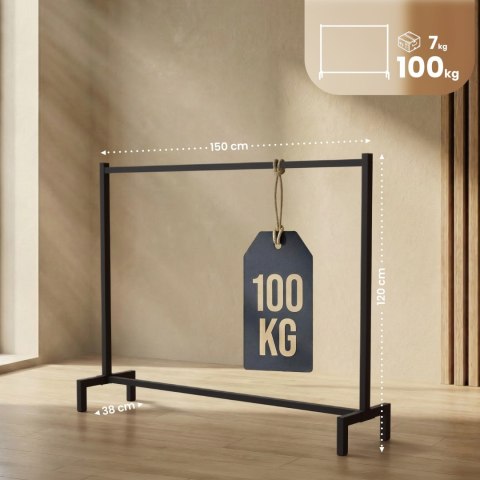 Wieszak na ubrania Melva 150x38x120 cm czarny metalowy